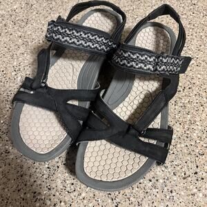 Baretraps Dalton Platform Black/Ash Virginia Strappy Sandal Women Sz 6.5 Hiking